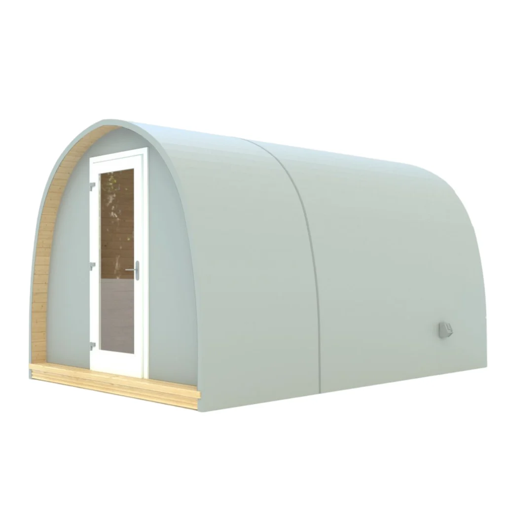 Schooner silver grey large garden Pod with white anthracite door