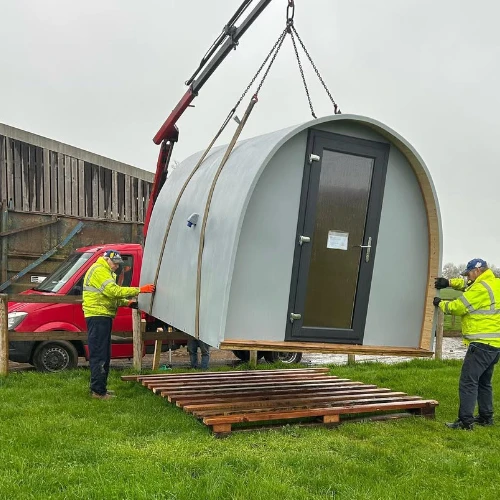 glamping pod delivery from the factory