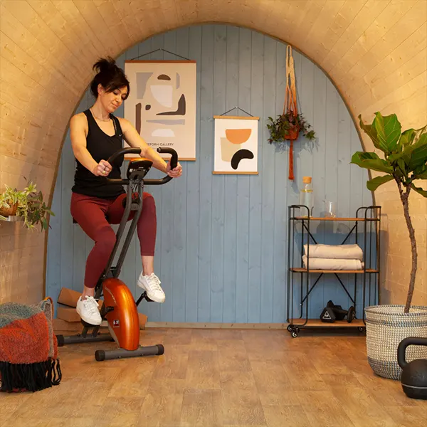 gym inside garden pod gym in a garden pod
